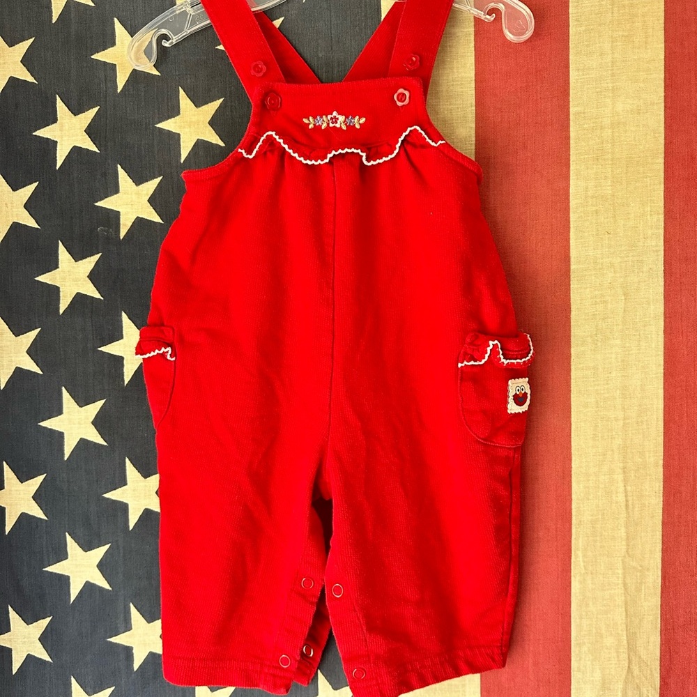Red Kids Overalls Elmo vintage